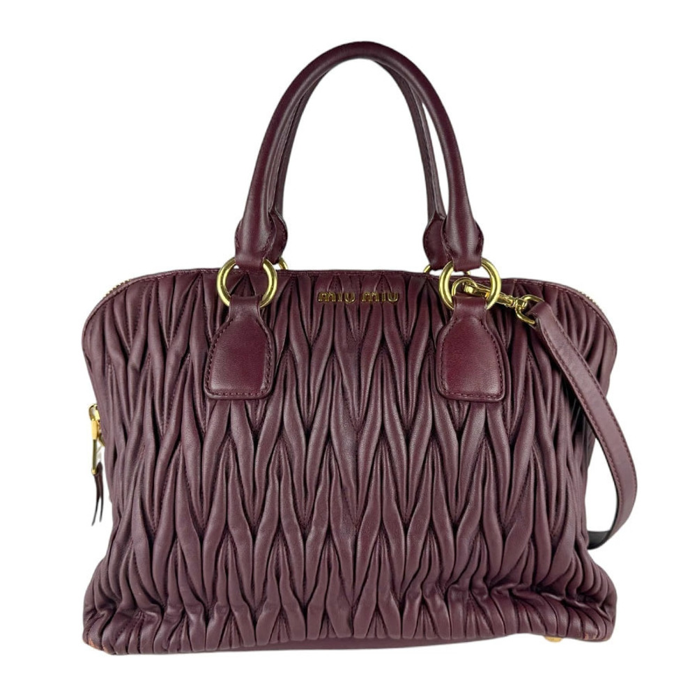 Miu Miu 2way Shoulder Bag Matelasse leather Bordeaux Purple